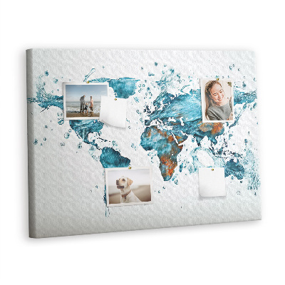 Memo cork board Water world map