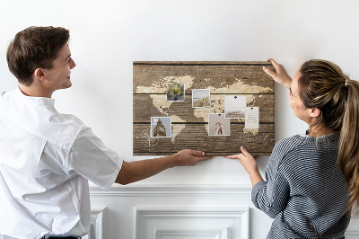 Cork board Map on old planks