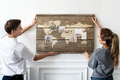 Cork board Map on old planks