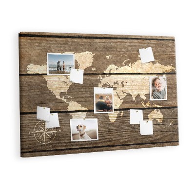 Cork board Map on old planks