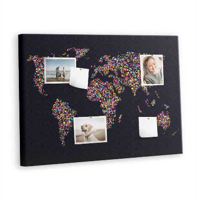 Cork board Colorful dot map