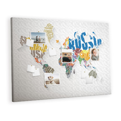 Cork board Text world map