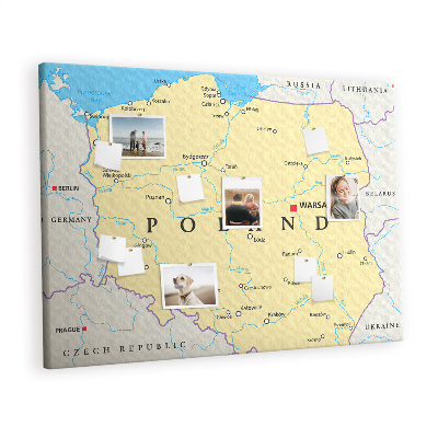 Cork board Political Poland map