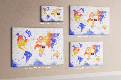 Cork board Watercolor world map