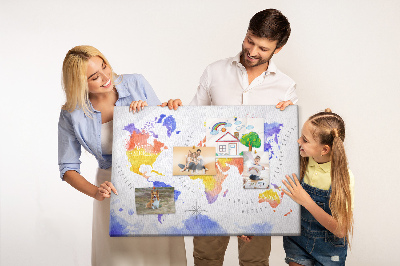 Cork board Watercolor world map