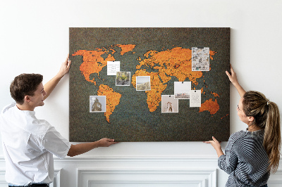 Memo cork board World map