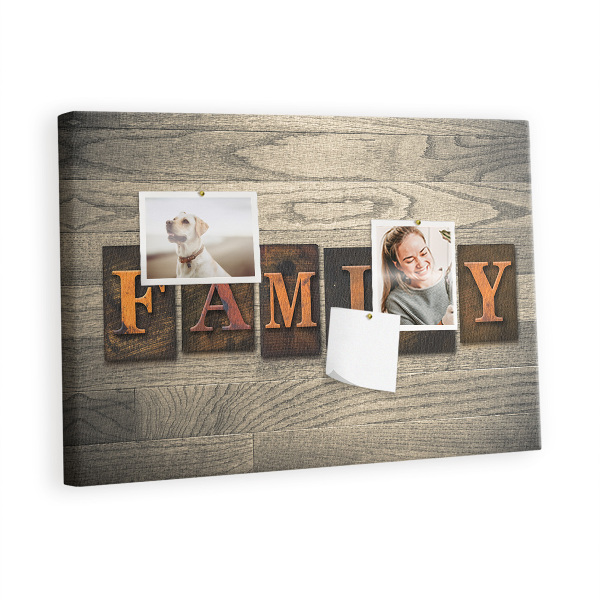 Memo cork board Family word