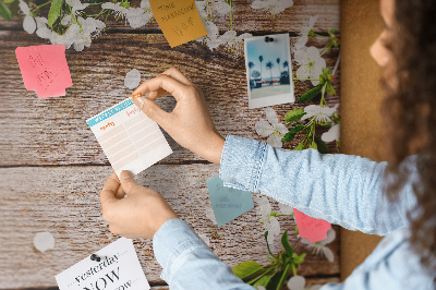 Memo cork board Flowers on wood