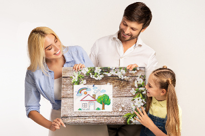 Memo cork board Flowers on wood