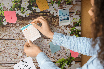 Memo cork board Flowers on wood