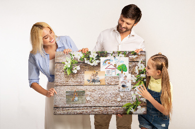 Memo cork board Flowers on wood