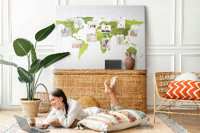 Cork display board Watercolor world map