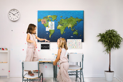 Cork display board World map