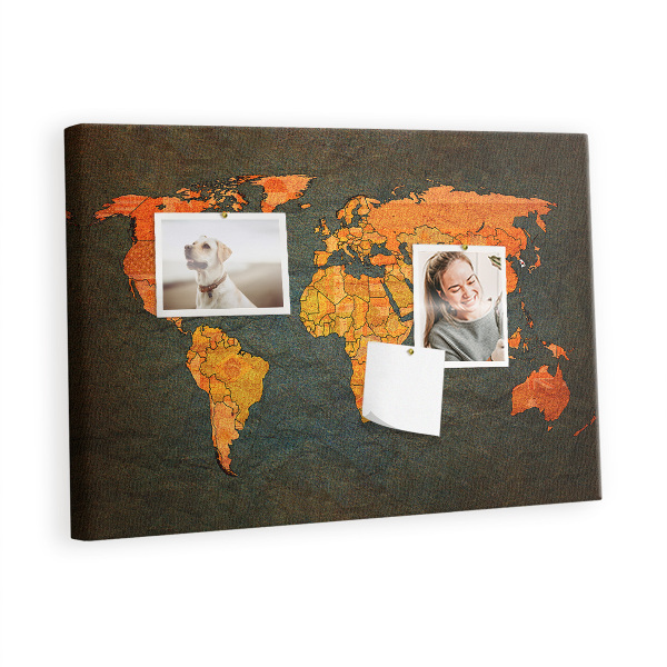 Cork display board World map