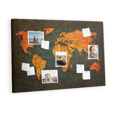 Cork display board World map