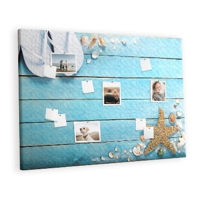 Memo cork board Seasheels on wood