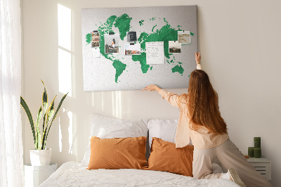 Memo cork board Green watercolor map