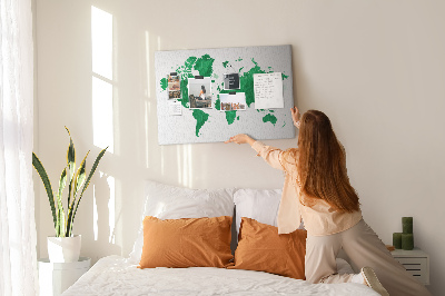 Memo cork board Green watercolor map