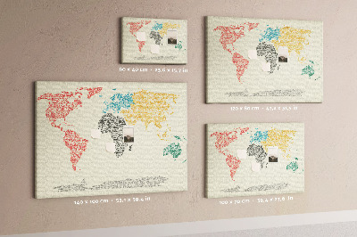 Memo cork board Letters world map