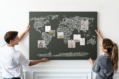 Memo cork board Continents names