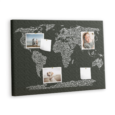 Memo cork board Continents names