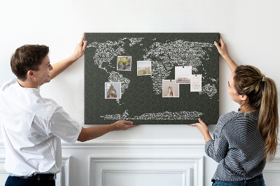 Memo cork board Continents names