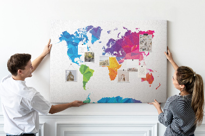 Cork board Abstract world map