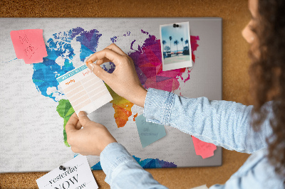 Cork board Abstract world map