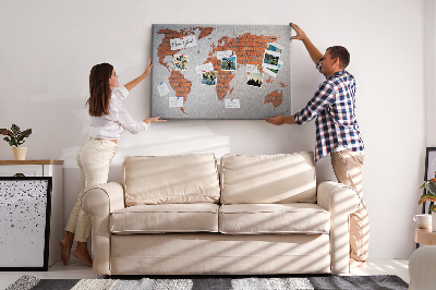 Cork board Brick world map