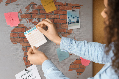 Cork board Brick world map