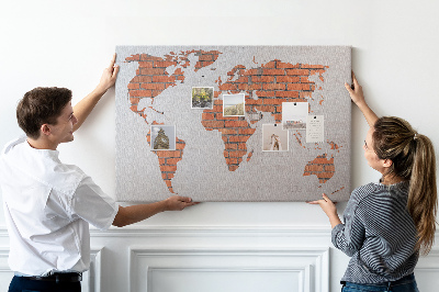 Cork board Brick world map