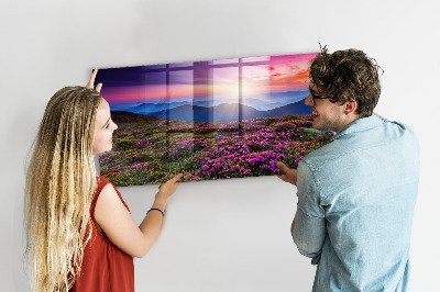 Decorative magnetic board Sunrise and flowers