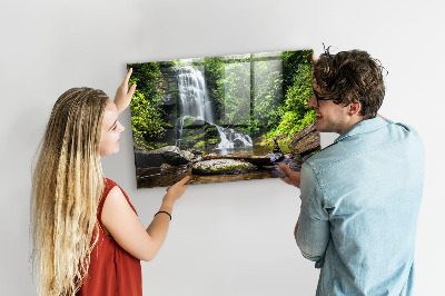 Magnetic notice board for kitchen Forest waterfall