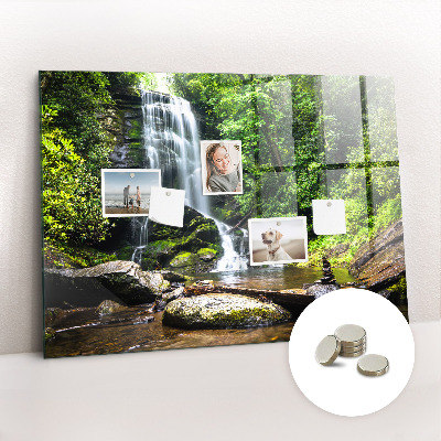 Magnetic notice board for kitchen Forest waterfall