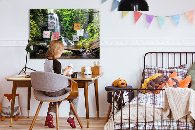 Magnetic notice board for kitchen Forest waterfall