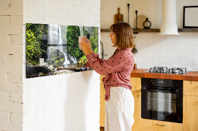 Magnetic notice board for kitchen Forest waterfall