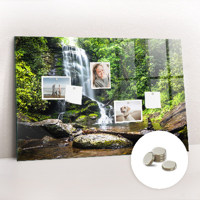 Magnetic notice board for kitchen Forest waterfall