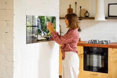 Magnetic notice board for kitchen Forest waterfall