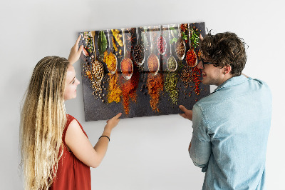 Magnetic kitchen board Spices on spoon