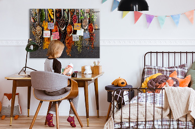 Magnetic kitchen board Spices on spoon