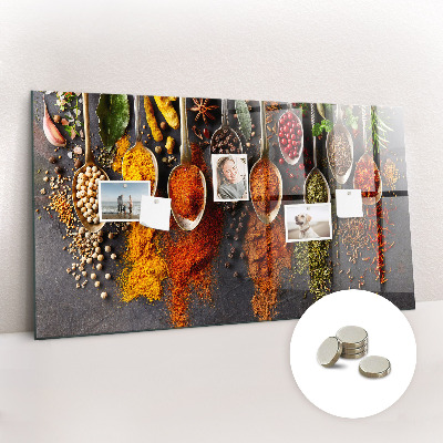 Magnetic kitchen board Spices on spoon