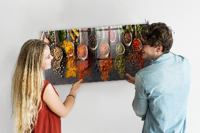 Magnetic kitchen board Spices on spoon