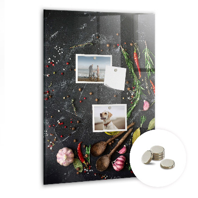 Kitchen magnetic board Composition of spices