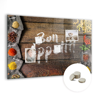 Magnetic memo board for kitchen Inscription Bon Appetit