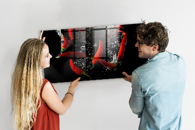 Magnetic kitchen board Peppers in the water