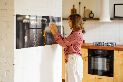 Magnetic kitchen board Glass bottles