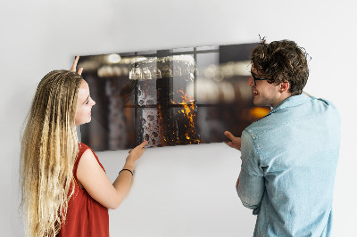 Magnetic kitchen board Glass bottles