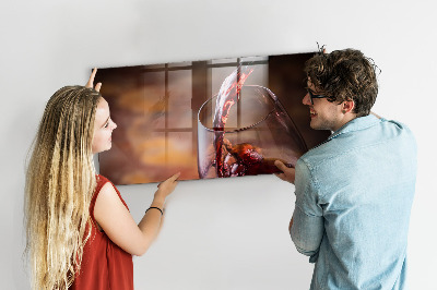 Magnetic kitchen board A glass of wine