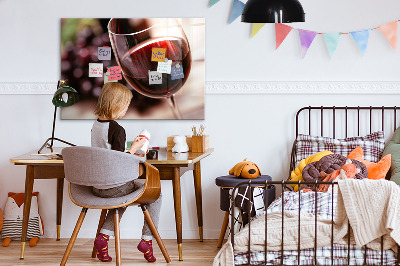 Magnetic kitchen board A glass of red wine