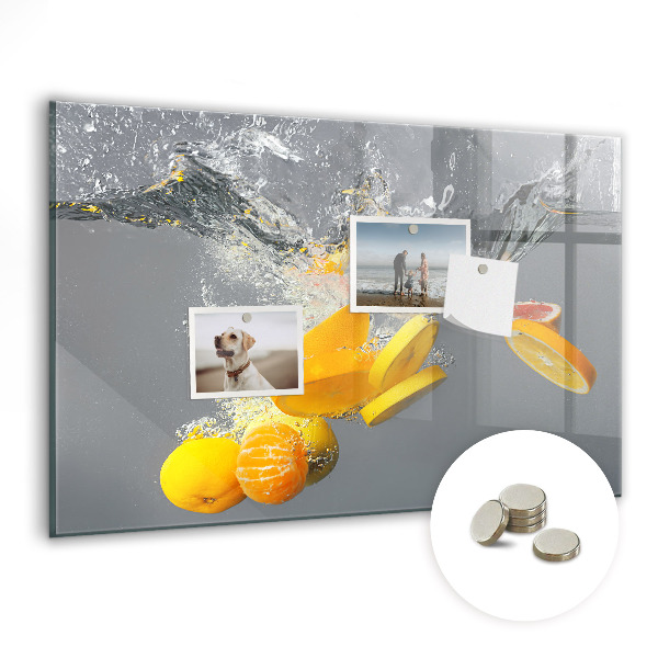 Magnetic kitchen board Citruses in water